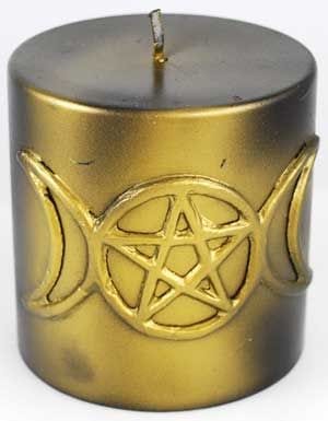 Alluring 3 Triple Moon Pentagram Pillar Candle